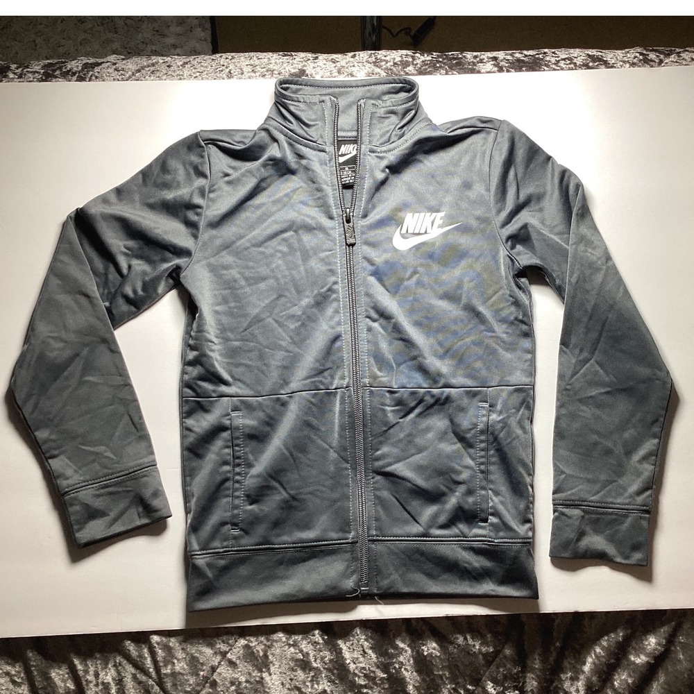 Nike Full Zip Youth Track Jacket Size 5/6Y Charcoal Gray EUC